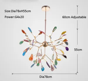 Wandleuchten Pendelleuchten LED-Lampe Schlafzimmer Gold Wohnzimmer Bunte Achat-Aufhängung Kristall Modern Nordic Home Dining Floor