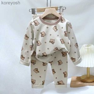 Pajamas 2023 Autumn Toddler Kids Thermal Underwear Pajamas Cartoon Cotton Winter Lounge Boy Girl Casual Pyjamas Children Warm SleepwearL231108