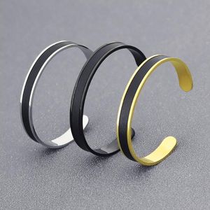 Bangle Men Leather Bracelet Black Gold Stainless Aço Sonero para o namorado Banganglebangle