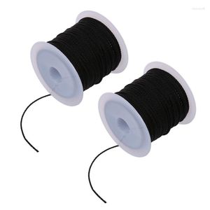 Decorative Figurines 2 Roll Black Waxed Cotton Necklace Beads Cord String 1Mm