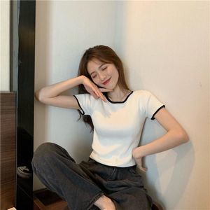 Men's T Shirts P026-2023 Summer Korean Short Bottoming Shirt Net Red Slim Slimming Solid Color Short-sleeved T-shirt Female