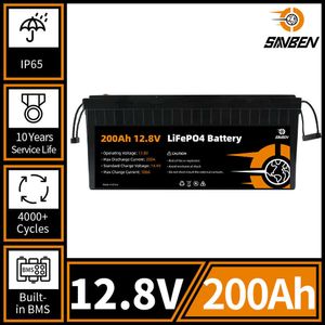 12V 200AH LIFEPO4 Batteripaket Betyg A Helt nytt litiumjärnfosfat laddningsbart batteri inbyggt BMS för RV utanför nätcamping