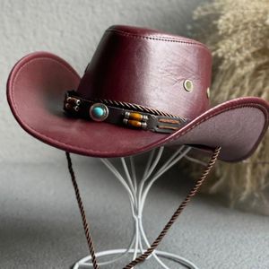 Berets Exotischer Cowboyhut mit breiter Krempe, Themenparty mit Gürtel, Vintage-Unisex-Kostümhüte, HippiesCap, Halloween-Cosplay-Requisiten