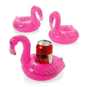 Mini Flamingo Pool Float Drink Holder Can Cups Uppblåsbar flytande pool Badande strandfest Drinkware Acessory Kid Toys FY7212 0409