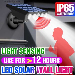 Luzes de parede solares 30W Luzes solares ao ar livre Lâmpada de parede LED Solar PIR Sensor de movimento Luzes de jardim à prova d'água IP65 Garagem Quintal Lâmpada de rua 3000 mA Q231109