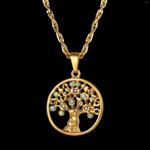 Pendant Necklaces PROSTEEL Vintage Family Tree Round Of Life Link Chain Necklace 18K Gold/Stainless Steel Colors Women Jewelry Gift