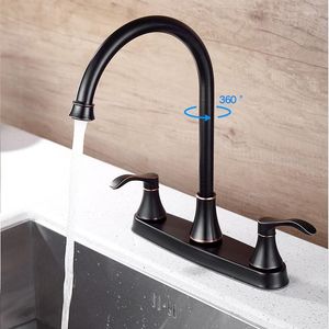 Bathroom Sink Faucets 8Inch American ORB Basin Faucet Toilet And Cold Mixer Tap Double Handle Holes Brushed Nickel