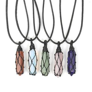 Pendant Necklaces Hexagonal Prism Natural Stone Lapis Lazuli Malachite Opal Charms Fashion Necklace Suits For Men Women Daily Wear