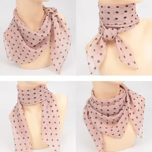 Scarves 65 65Cm Polka Dot Chiffon Square Scarf Fashion Bandanas Women Shawl Wrap Head Neck Summer Sunscreen Hijabs