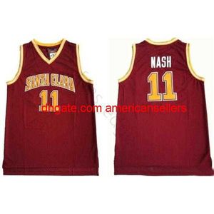 NCAA Santa Clara Bronchos College Steve #11 Nash Basketball Jersey Vintage Red Stitched Steve Nash