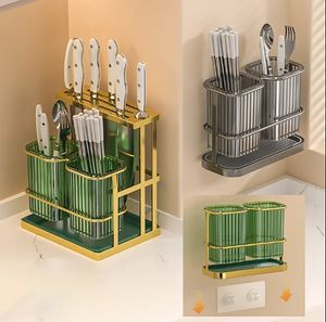 Dish Racks Utensil Holder Plus Stainless Steel Knife Block Sink Caddy Spoon Chopsticks Fork Drain Rack Kitchen Cutlery Storage Holder 231109