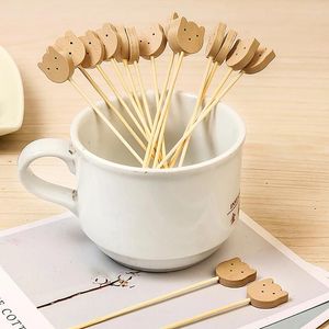 Forks 100PCS Cute Decorative Toothpicks Bamboo Picks Sandwich Decor Bear Cocktail Sticks Fruit Skewers Party Buffet Decoration