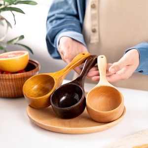 Colheres de madeira servindo colher concha grande sopa de madeira natural utensílio de cozinha artesanal para congee acessórios de cozinha