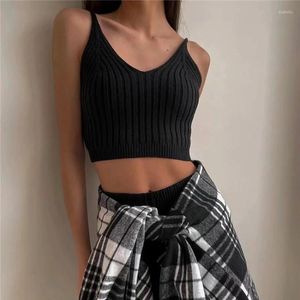 Kadın Tankları Moda Kadınlar Yaz Temel Üstleri Seksi Strappy kolsuz Racerback Crop Top 2023 Kadın Gündelik Düz Renkli Yüzyüzü Kısa Kısa