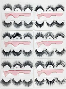 3 pairs faux mink eyelashes with tweezers New 3 Pairs set with 1pc tweezer Thick Wispy Long Fluffy Dramatic Lashes7535496