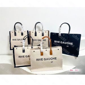 مصمم Rive Gauche Canvas Flax Shopping Bag Womens Letter Level Bags Winter Package Crossbody Temproidery Fact