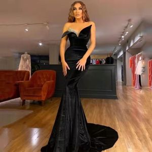 Black Elegant Velour Prom Dresses Saudi Arabia Dubai Party Dress Mermaid unique Sweetheart Evening Party Gowns Plus Size Robe De Soiree