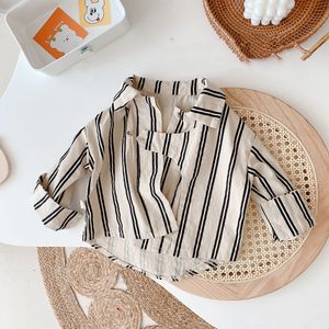 Kids Shirts Spring autumn boys striped chic shirts kids casual all-match long sleeve shirts cotton Tops 230408