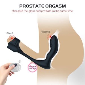 Masturbator Masturbator Male Prostate Massager With Sleeve Ring Anal Vibrator Stimulator Ring Sex Toys For Män Kvinnor som värmer Masturbator