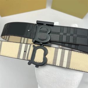 Luxury belt vintage plaid designer belts gold plated letter smooth buckle two sided cintura cowhide adjustable size plaid pattern cotton designer belts PJ010 C23