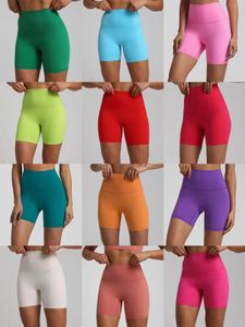 Lu align короткие однотонные шорты для йоги телесного цвета с высокой талией, облегающие бедра, эластичные тренировочные женские шорты для бега, фитнеса, спорта, байкера, гольфа, тенниса, леггинсы для тренировок