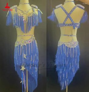 Scen Wear Belly Dancer Costume For Women Women Women Dustorised Oriental Bra Top Short Kjol 2st High-End Dancing Competitoin Suits