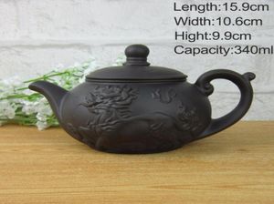 340ml çaydanlık çayı seti kettlekung fu teapot Çin ejderha ve at mor kil kap siyah ve kırmızı çay servisi2918038