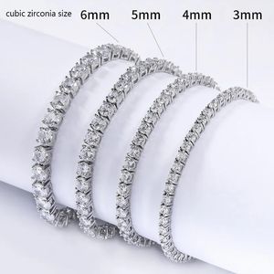 Designer de alta qualidade 4a inteiro 3mm 4mm cz tênis pulseira em real sólido 925 prata esterlina classial jóias lot3264