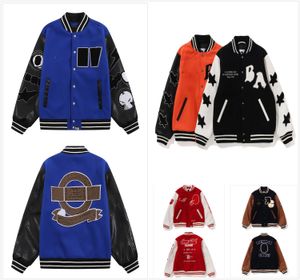 designer jacket mens jacket varsity jacket coat vintage co-branded jacket cotton jacket Shark Cotton Embroidery Appliques Stamping Starry Night Spot Luminous R3