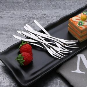 Dinnerware Sets 6pcs Two Tined Stainless Dinner Dessert Bistro Appetizer Cocktail Fruit Forks Gear Stuff Tools 12.8cm X 0.9cm