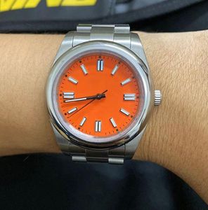2023 Qualitäts-Edelstahl 41MM Herrenuhr Saphir Automatik Mechanisch Silber Weiß Orange Zifferblatt Armbanduhr MIX Farben Montres de luxe