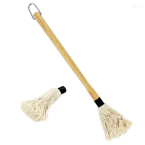 Verktyg 1 PC grill Basting Brush BBQ MOP Professional Barbecue Mops Cotton Fiber Head Natural Hardwood Handle