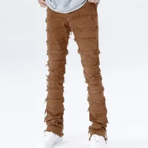 Pantaloni da uomo Moda Uomo Jeans con nappe Hip Hop Pantaloni lunghi neri marroni per abbigliamento Y2K primavera autunno