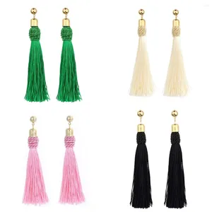 dangle earrings bohemian long tassel for women for wedding partyドロップヴィンテージステートメントジュエリーグリーンピンクローズベージュブラック