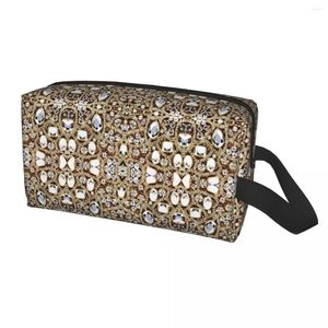 Borse per cosmetici Gioielli con pietre preziose Borsa da viaggio in cristallo argento per strass glitter Diamanti Trucco Articoli da toeletta Kit Dopp di bellezza per donna