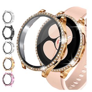 Bling Diamond Tempered Glass Film Screen Protector Cases 360 Full Cover Protective PC Bumper For Samsung Galaxy Watch 4 5 Watch5 Wath4 44mm 40mm With Retail Package
