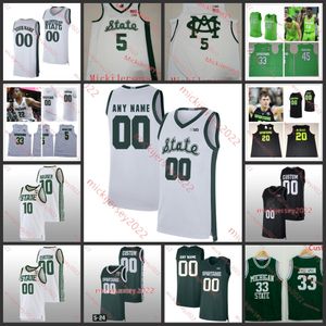 Jaden Akins Jeremy Fears Jr. MSU Basketball Jersey Xavier Booker Coen Carr Gehrig Normand Nick Sanders Custom Stitched MSU Jerseys