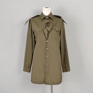 Frauen Blusen 2023 Herbst Casual Frauen Hohe Qualität Baumwolle Armee Grün Hemd Bluse Für Weibliche Ddxgz2 9,22