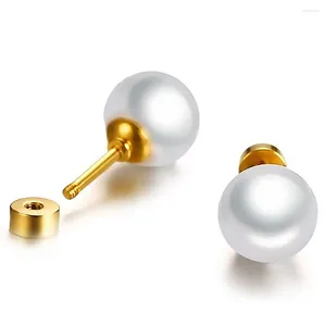 Stud Earrings Stainless Steel 3-8mm White Pearl Screw For Women Girl Tiny 20G Piercing Sleeper Mens Fashion Tragus Ears