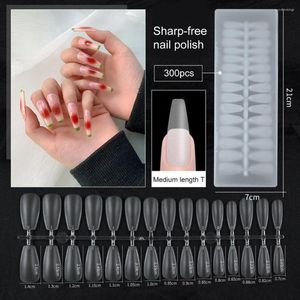 Unhas Postiças 300 Pçs Cobertura Completa Pontas Esculpidas Claro Curto Redondo Quadrado Amêndoa Falso Extra Longo Suprimentos Manicure