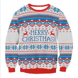 Nya jultomten Xmas mönstrad tröja fula jultröjor toppar för män kvinnor tröjor
