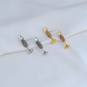 Stud Real 18K Gold/White Plated Goblet Candy Earrings Jewelries Letter wedding gift factory wholesale With Free dust bag