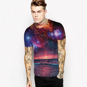 Męskie koszule 2023 Mężczyźni/kobiety Krótkie rękawie Summer Zabawne kreatywność Kolorowe morze pod Galaxy Starry Sky Printed T-Shirt T-shirt TEE TEES Rozmiar