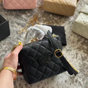 Bolsa de ombro feminina de designer de luxo, bolsas de ombro pequenas e clássicas, caixa de flip Cf, bolsas de ombro, bolsa transversal preta, alça de corrente com laço, 4 cores xadrez xadrez