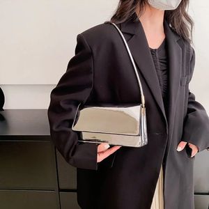 Worki wieczorowe Y2K Blosły srebrna torba na ramię Mini metaliczna torebka Torebka Trwałość Trendy Crossbody Creative Party Prezent 231108