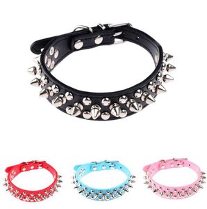 Wholepunk Style Pet Dog Collar Round Nail Rivet Collar Spiked Studd Strap Dog Buckle Neck Pu Leather Mascotas Products2964550