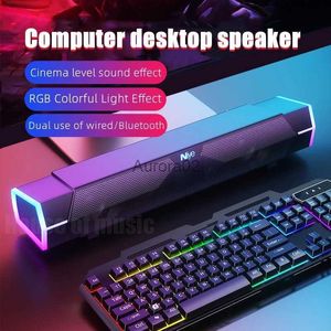 Bilgisayar Hoparlörleri Sıcak Satış Yüksek kaliteli USB Kablolu Bilgisayar Oyunu Hoparlör RGB Aydınlatma Modu Kablosuz Bluetooth Connect 4D Stereo Ses Bar YQ231103