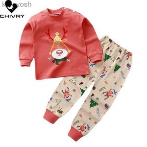 Pajamas 2023 New Kids Boys Girls Pajama Sets Cartoon Print Long Sleeve Cute T-Shirt Tops with Pants Toddler Baby Autumn Sleeping ClothesL231108