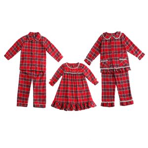 Pyjamas Großhandel Babykleidung Tartan Flanell Kleinkind-Pyjamas-Sets Passende Familie Kinder Junge Mädchen Weihnachtspyjamas 231109