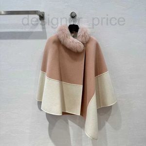 Mantello da donna Designer Autunno e Inverno Nuovo mantello in cashmere bicolore per capispalla da donna Temperamento di lusso ed elegante Capelli di volpe VUCI